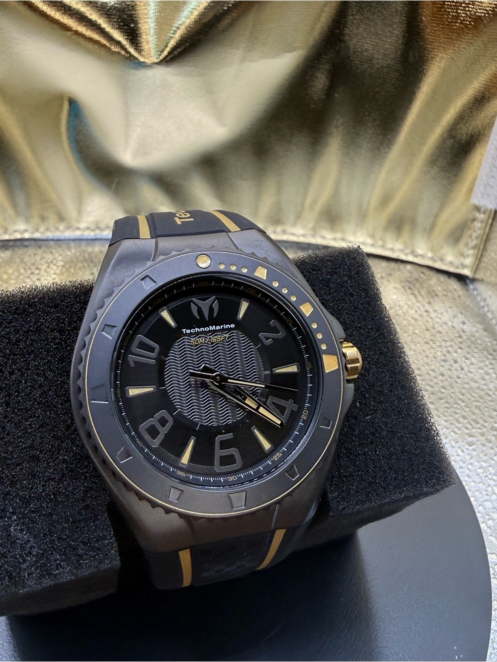 Technomarine Black and Gold Rubber Strap Sport Watch